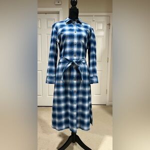 Tommy Hilfiger Plaid Shirt Dress/Duster with front chest pocket,side pockets NWT